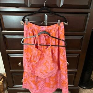 Free People Pink and Orange Floral Halter Midi Dress